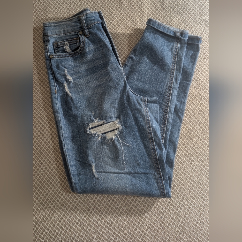 No Boundaries Light Blue Distressed Skinny Jeans - Picture 3 of 8